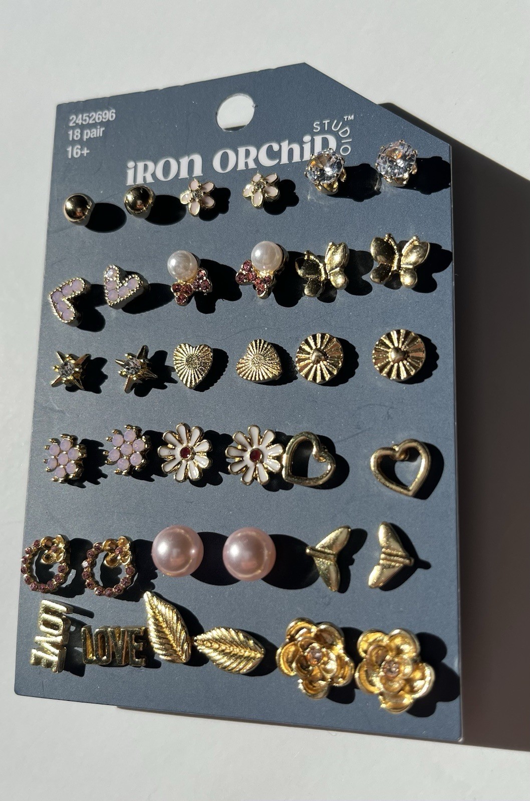 Iron Orchid Studio Pink & Shiny Post Earrings, Nickel Free, 18 Pair Pack