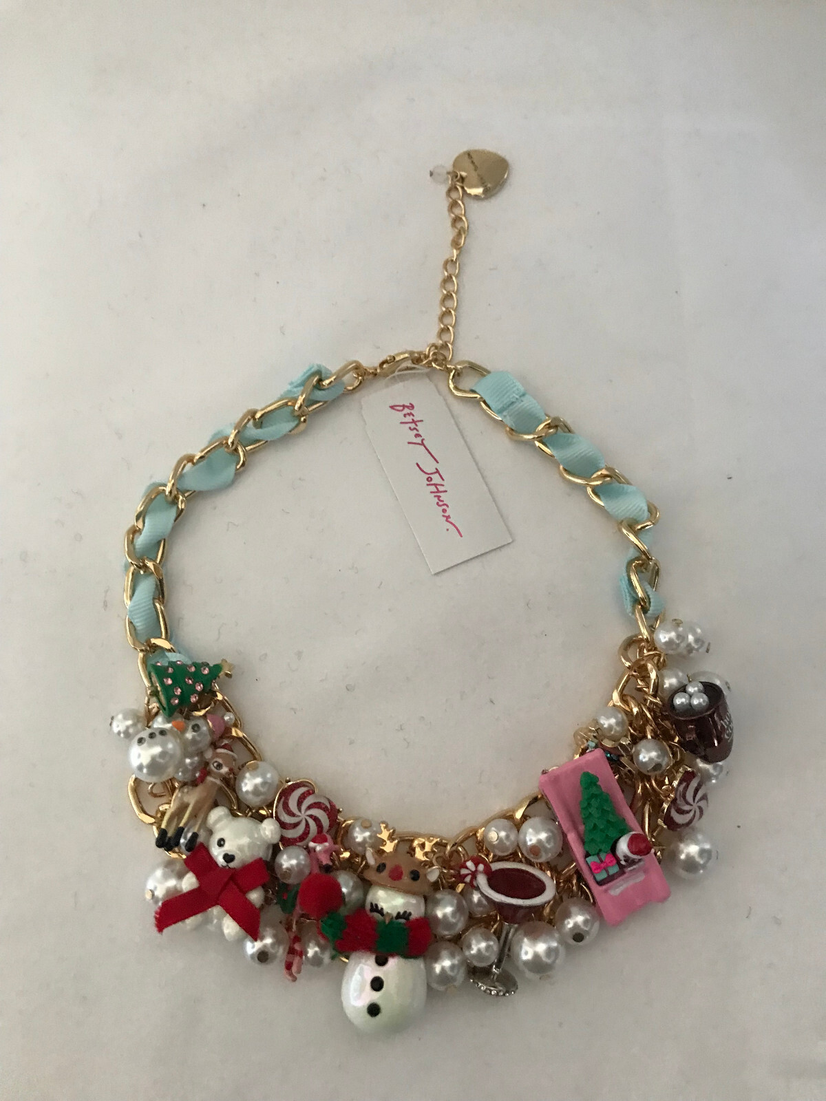 Betsey Johnson Christmas Tree Reindeer Snowman Statement Necklace Earrings New
