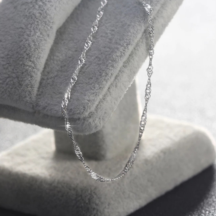 French 1mm Twisted Cable 20 Inch Chain Necklace Sterling Silver