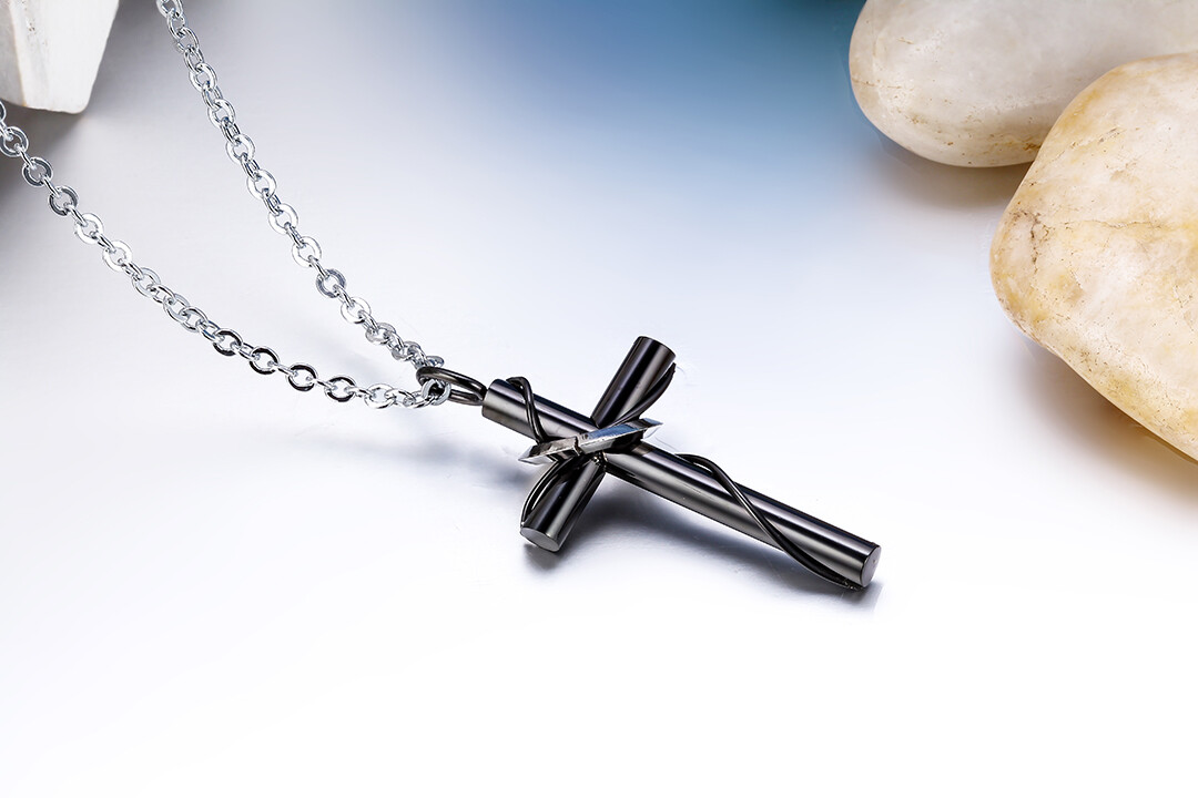 His Hers Stainless Steel Couples Matching Cross Charm Bracelet Pendant Necklace