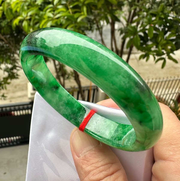 Natural Grade AAA Ice Green Burmese Jade jadeite bracelet bangle Women 56MM