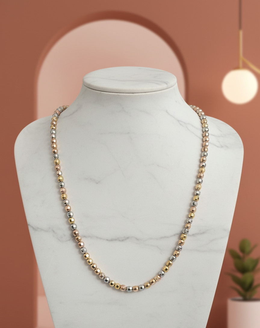 Women’s Ladies Girls Tri-Color Gold Silver Bronze Candy Harmony Necklace