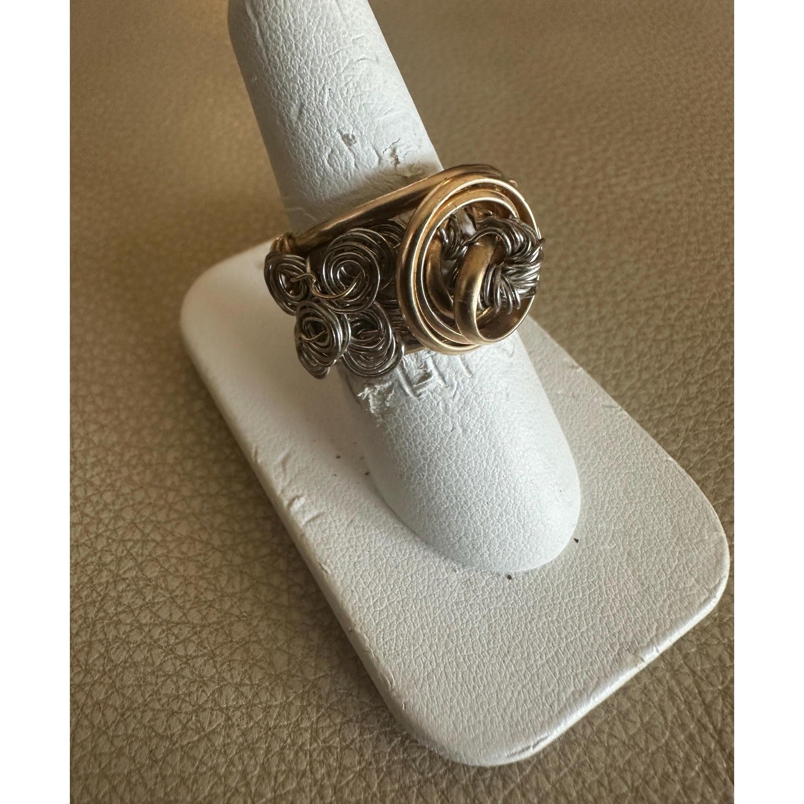 14k Gold Fill Wire ring with Fine Silver wire wrap Size 8