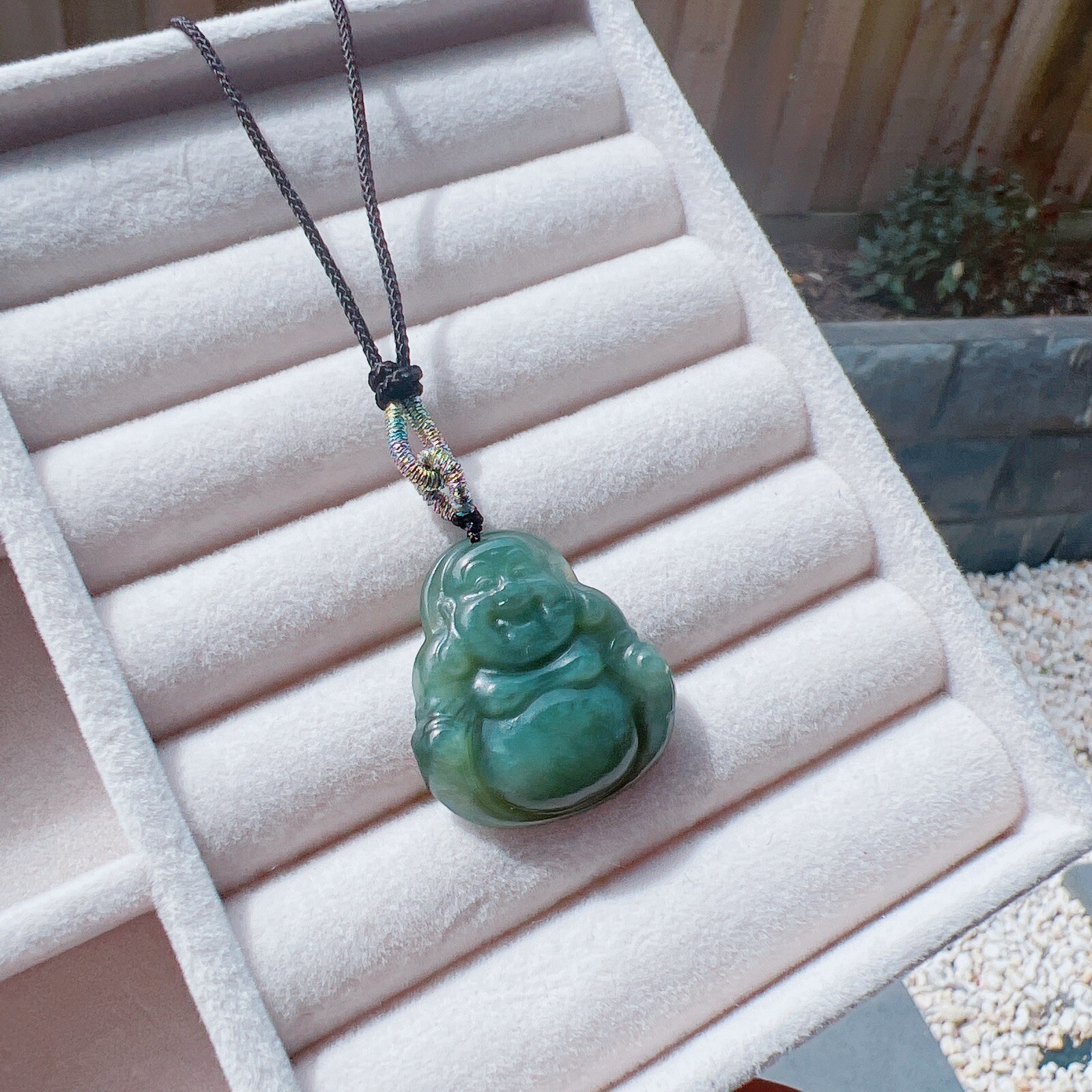 Good Quality 100% Natural Real Hetian Green Jade Buddha Pendant Necklace