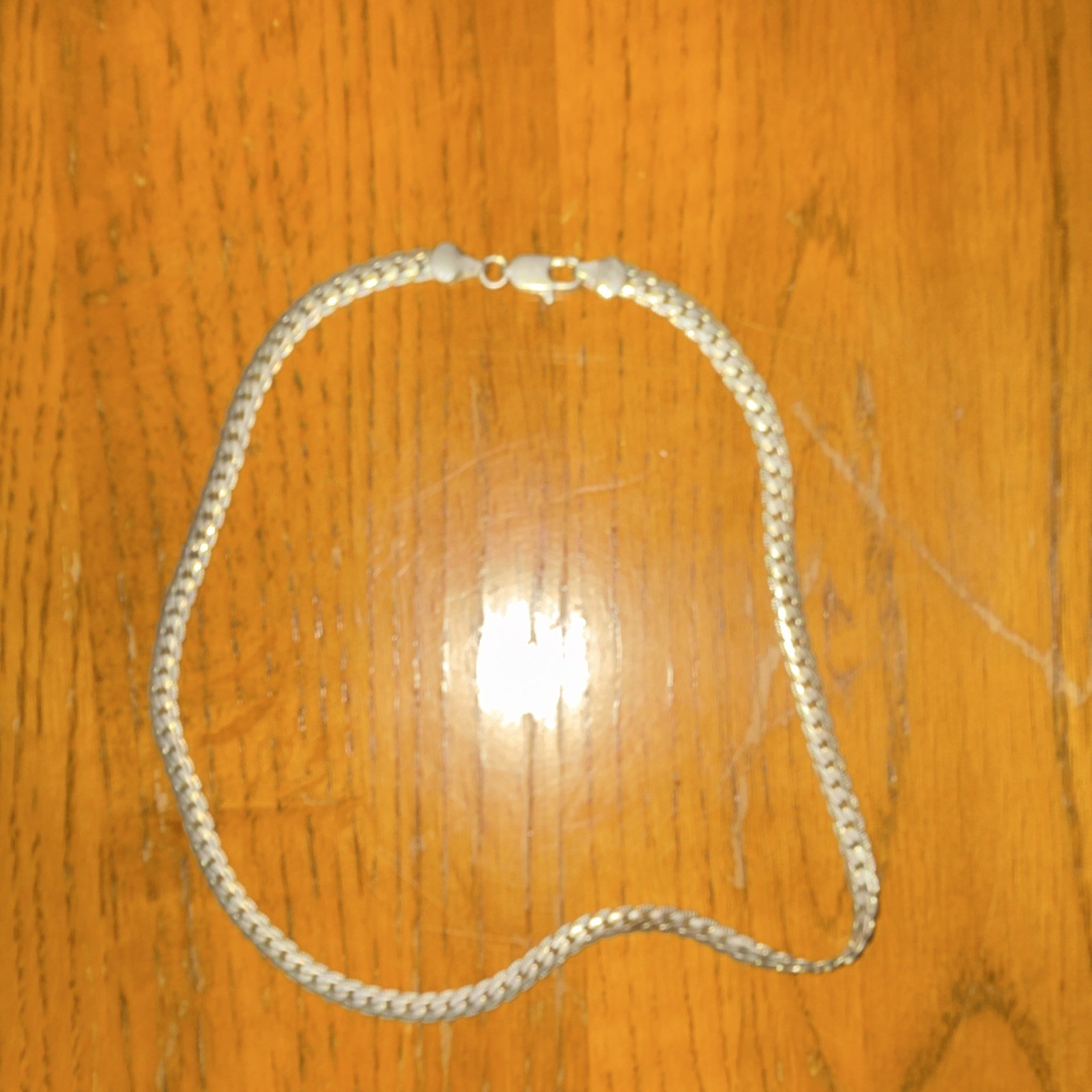 Silver Tone Rope Chain Necklace, Metal Chain Style, Lobster Clasp, No Stone