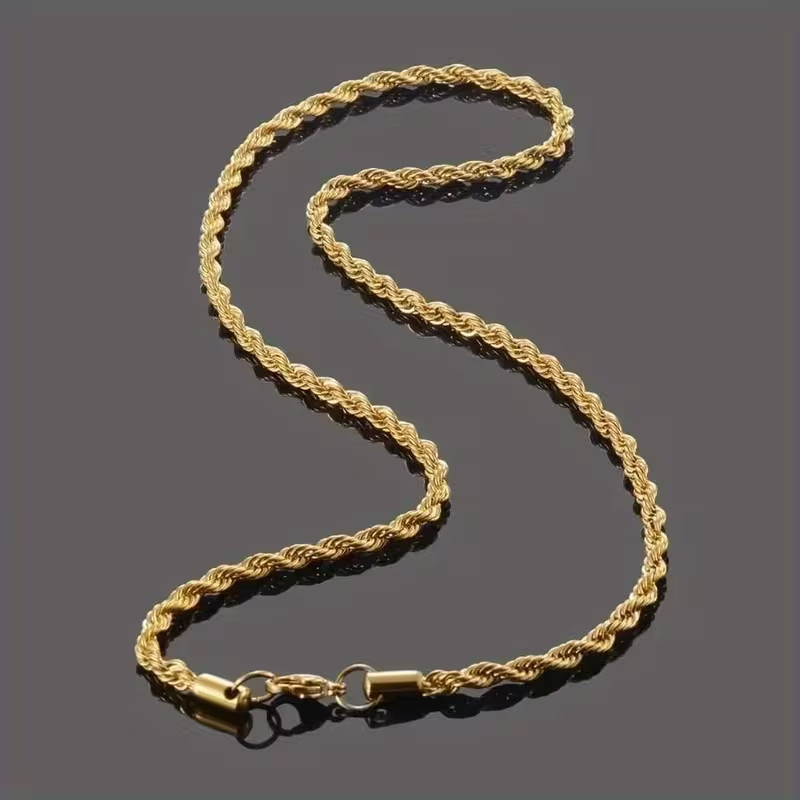 316L Stainless Steel Non-Tarnish 3mm 18″ 20″ 24″ Rope Chain Fashion Necklace