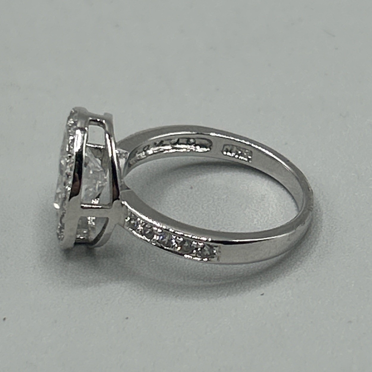 Oval Clear Stone Ring Illegible Markings Costume Jewelry from China