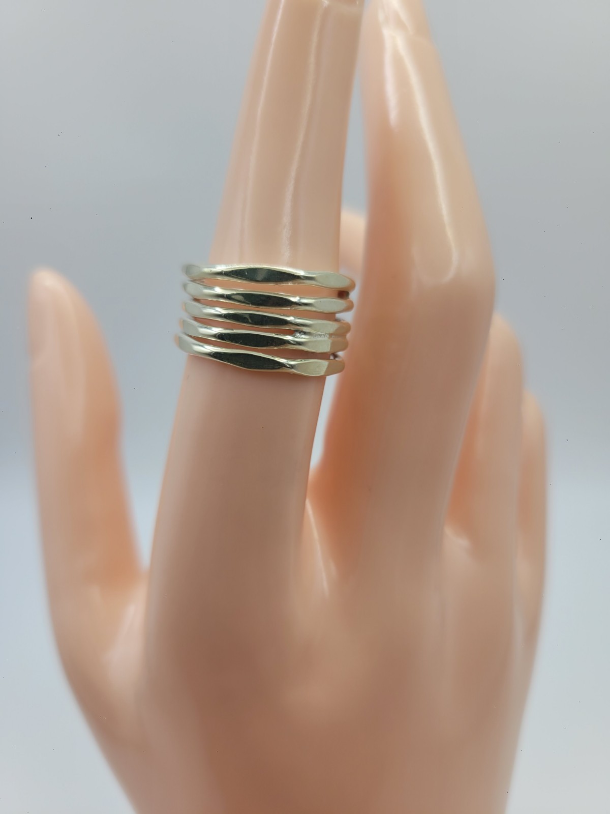 Silver 925 Modernist Layered Waved Band Ring – Women’s Size 6.5