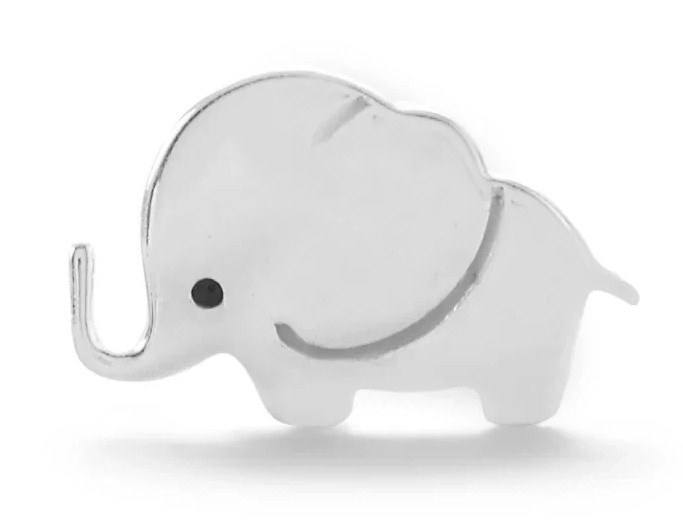 Cute Sterling Silver Miniature Elephant Stud Earrings Push Back Closure