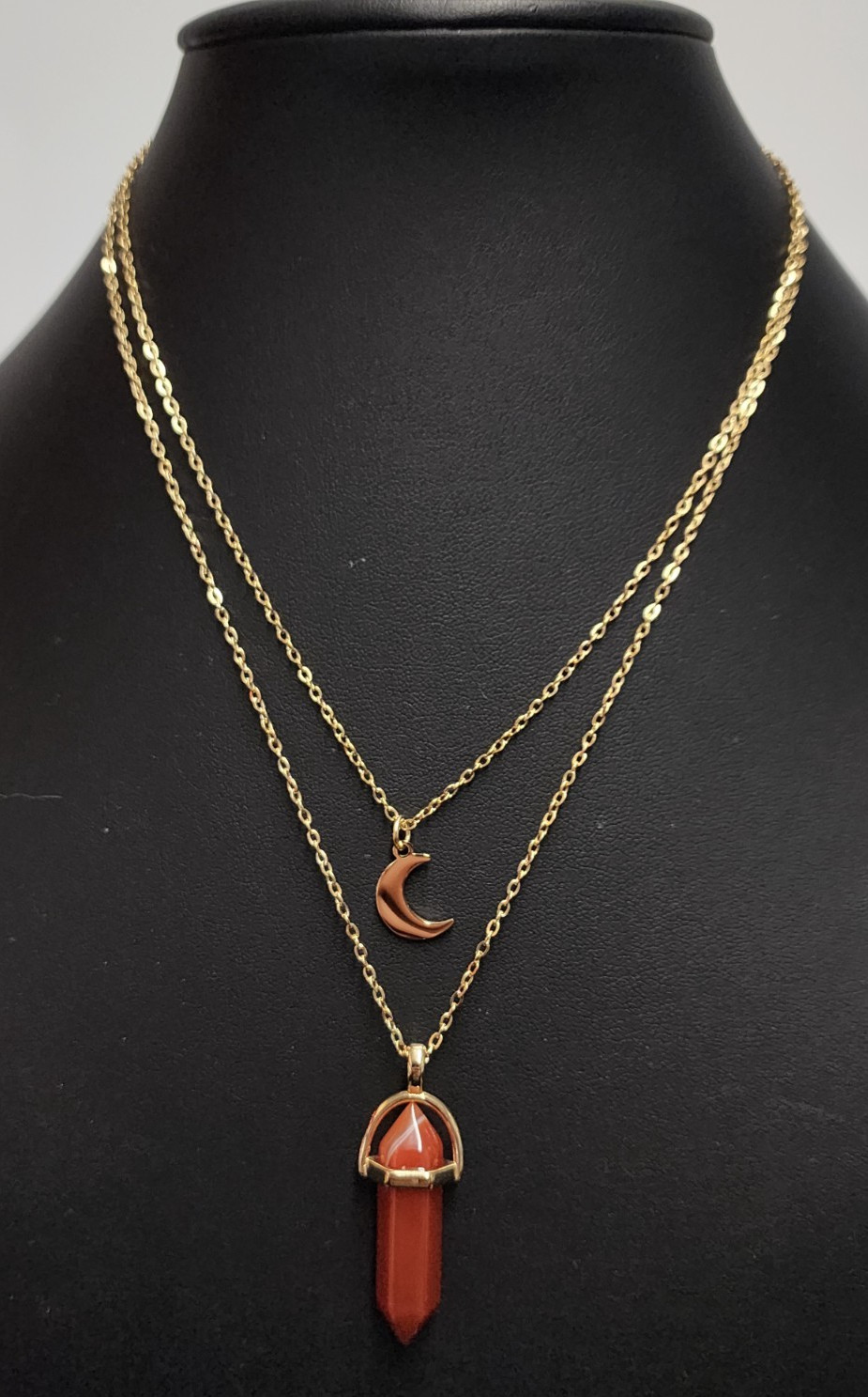 The Crystal Babes The Bad B*tch Carnelian Layered Necklace 15″,17″+2″