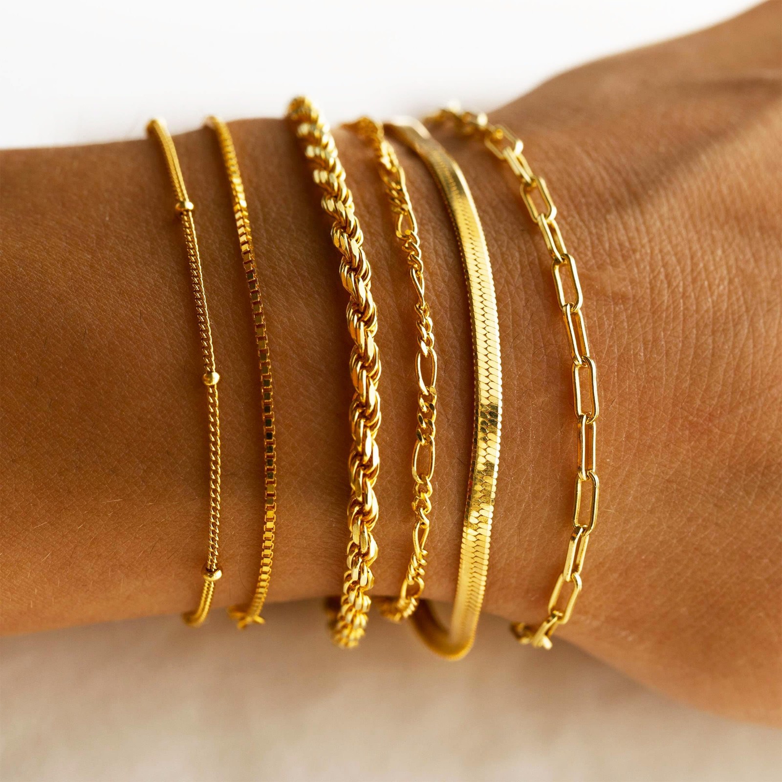 Gold Bracelets for Women – Waterproof 14K Plated Minimalist Stackable Jewelry Se