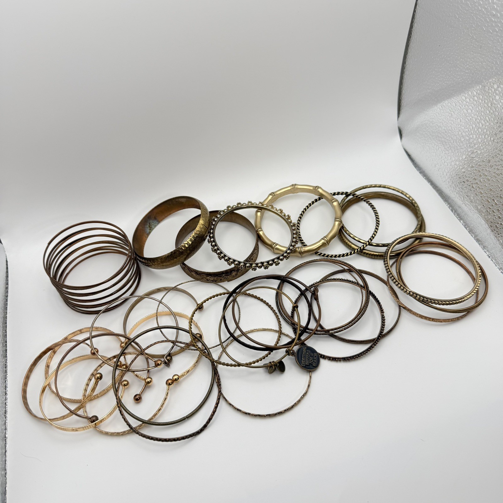 Lot Of Gold Bronze Tone Bangles Bracelets & Cuffs Mixed Wearable Craft Resale