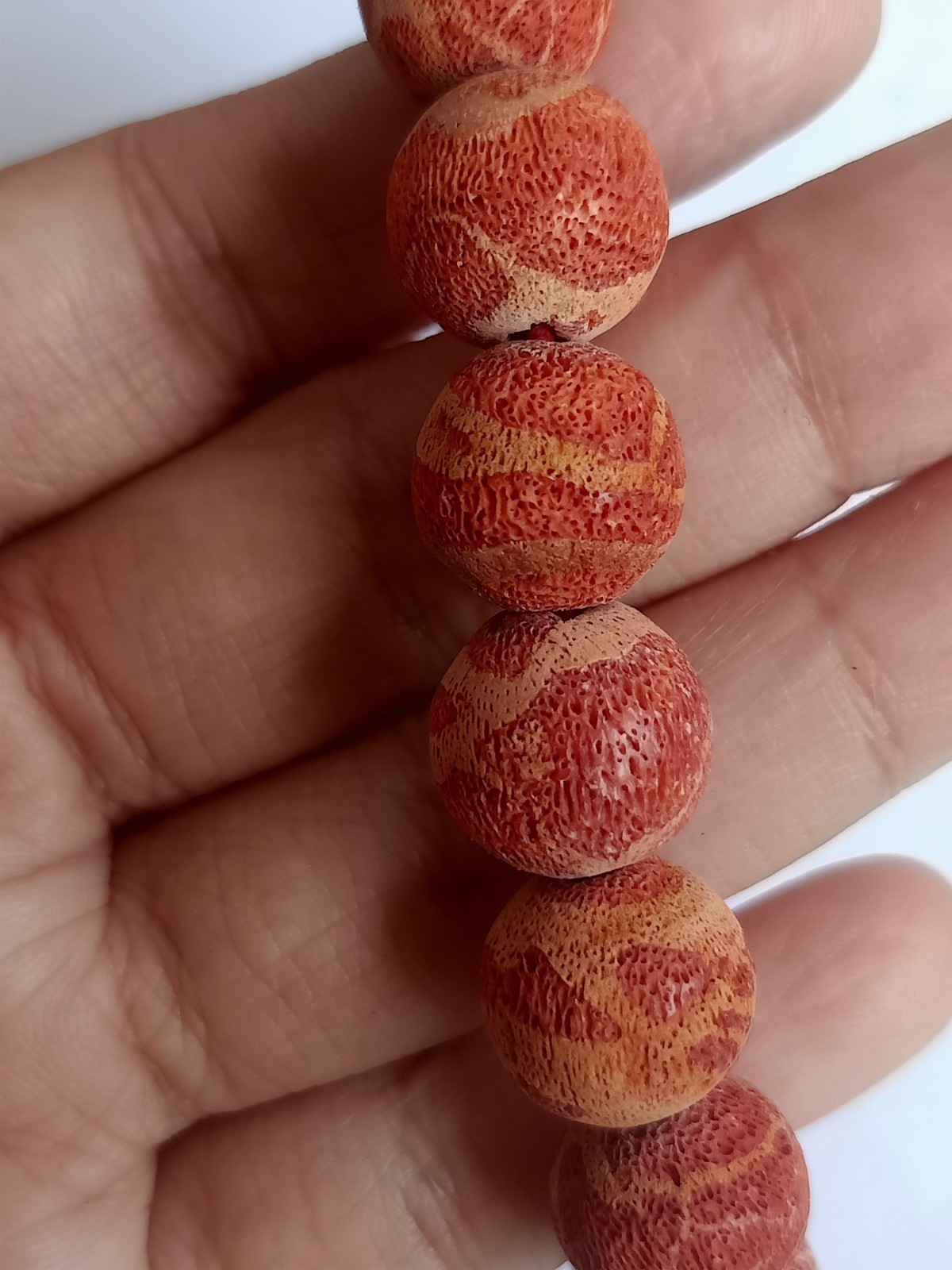 12mm Natural No Treatment Sponge Red Coral Round Stretch Beads Bracelet