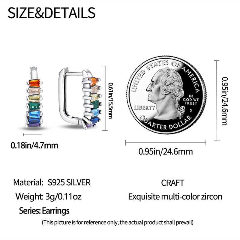 PANDACH 925 Sterling Silver Abstract Stone CZ Statement Hoop Earrings For Women
