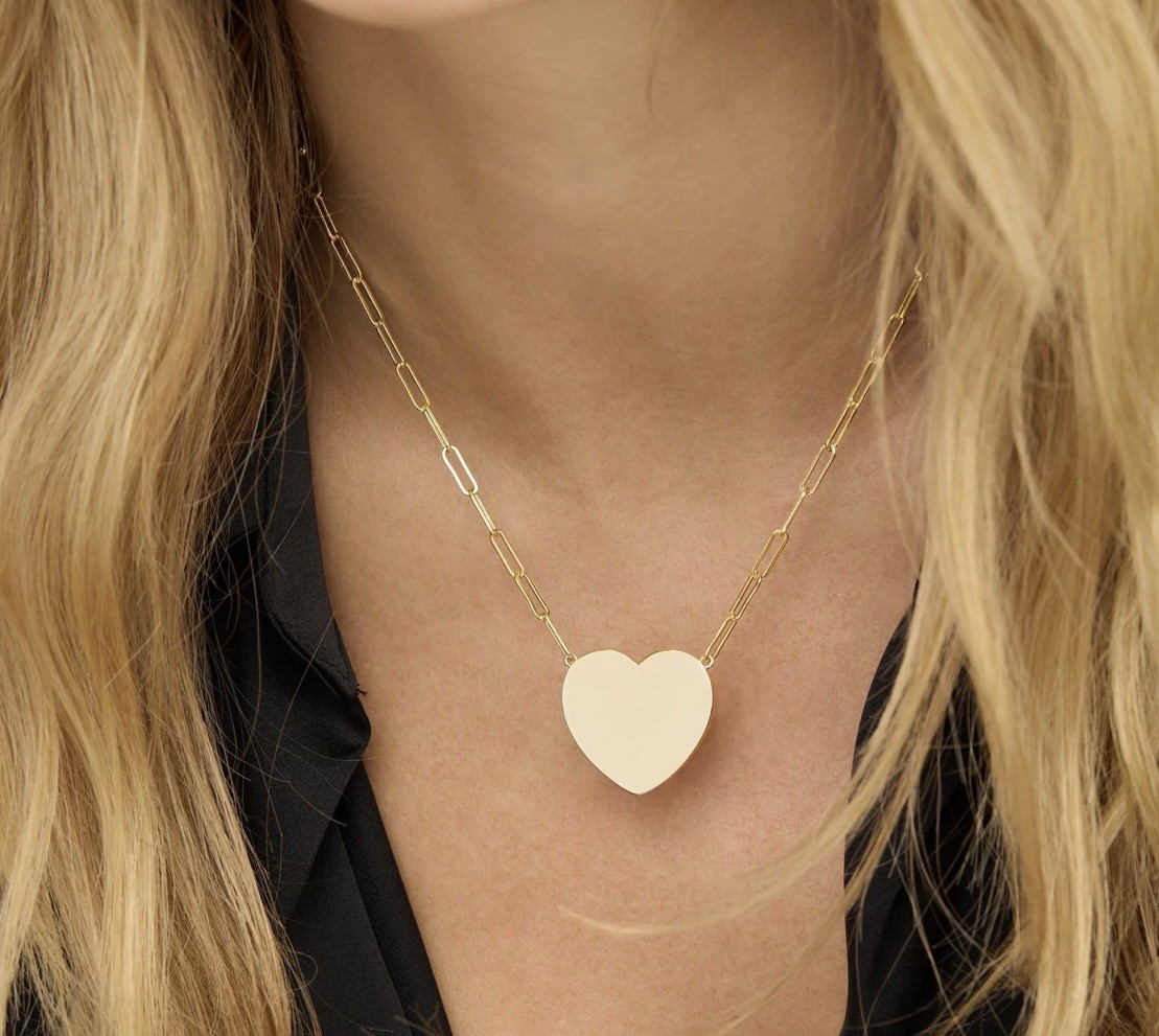 Melinda Maria Limited Edition Reversible Anniversary Heart Tag Necklace Gold