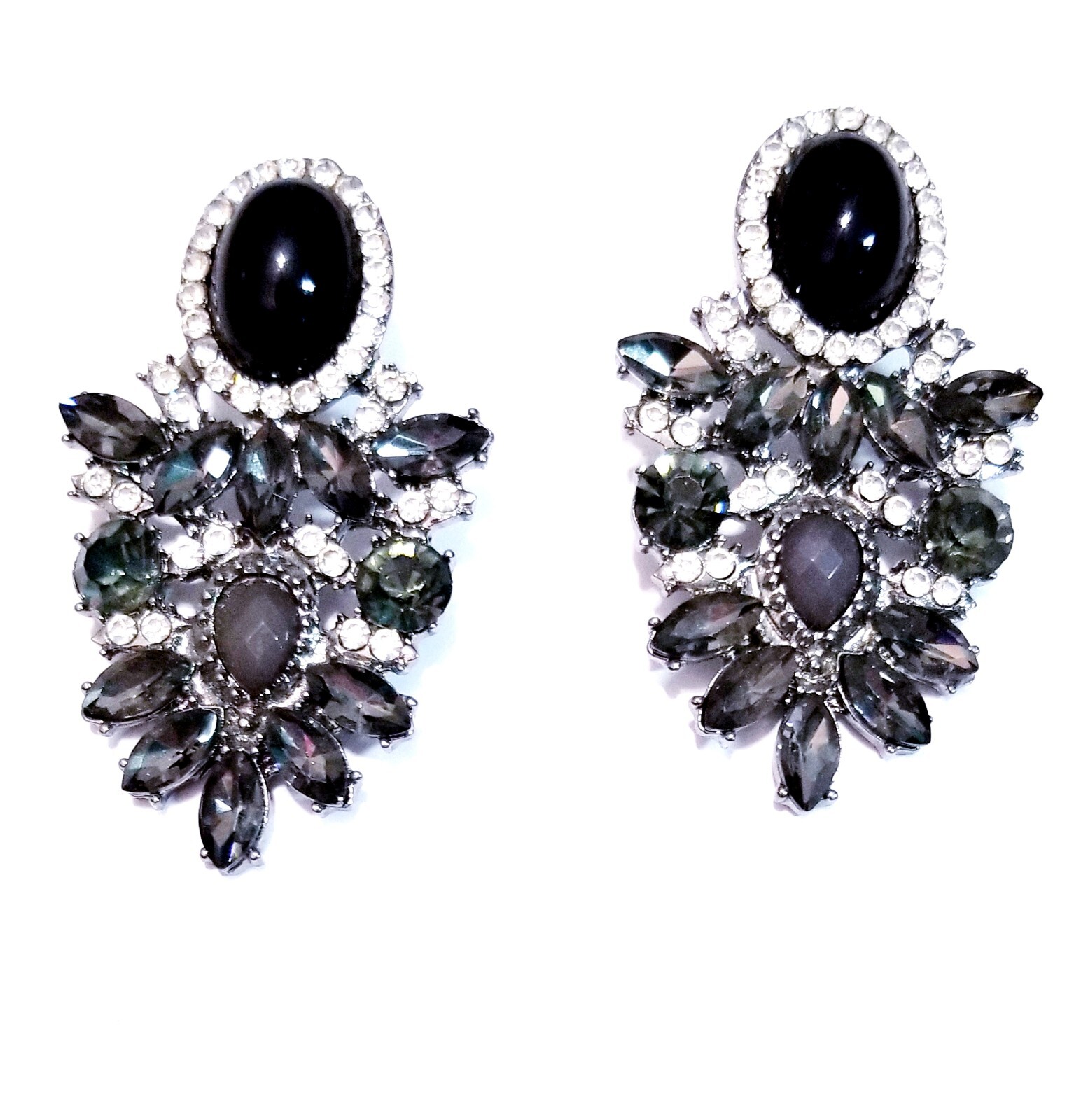 Chandelier Earrings Rhinestone Austrian Crystal 2.3 inch Gray