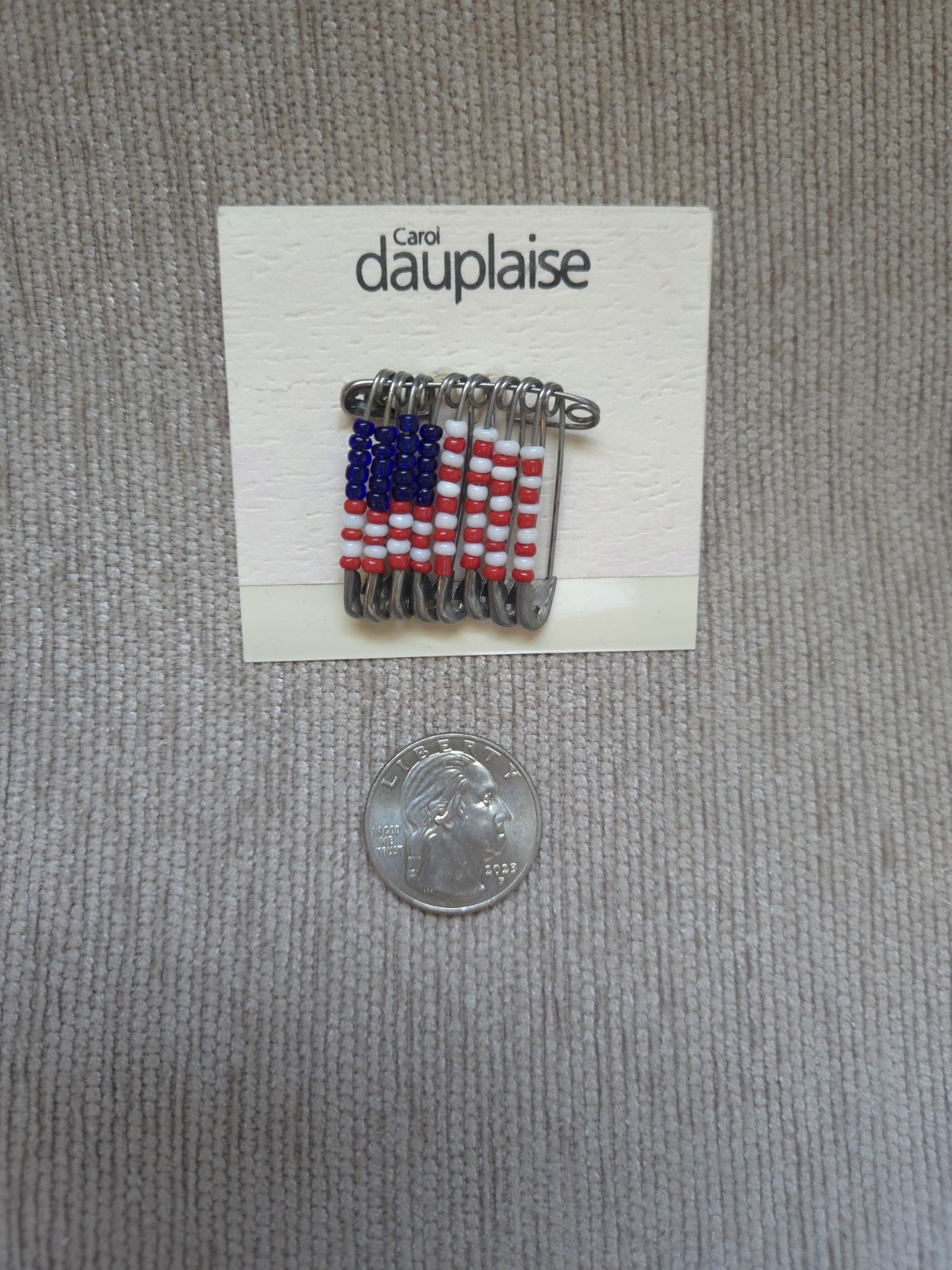 Lot of 3 Vintage Patriotic American Flag Pins Brooch Rhinestone Carol Dauplaise
