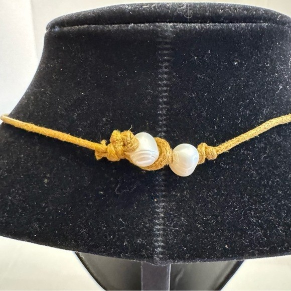 Natural Genuine Freshwater Pearls & Brown Leather Cord Necklace 18”