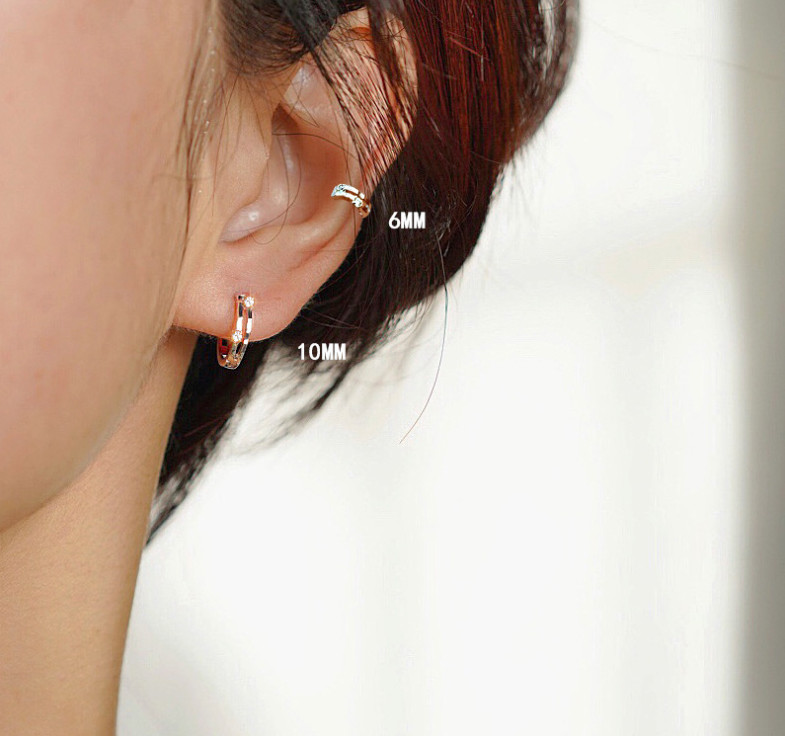 925 Sterling Silver Plated Huggie Hoop Earrings Girl Women Gift 10/6mm TH5