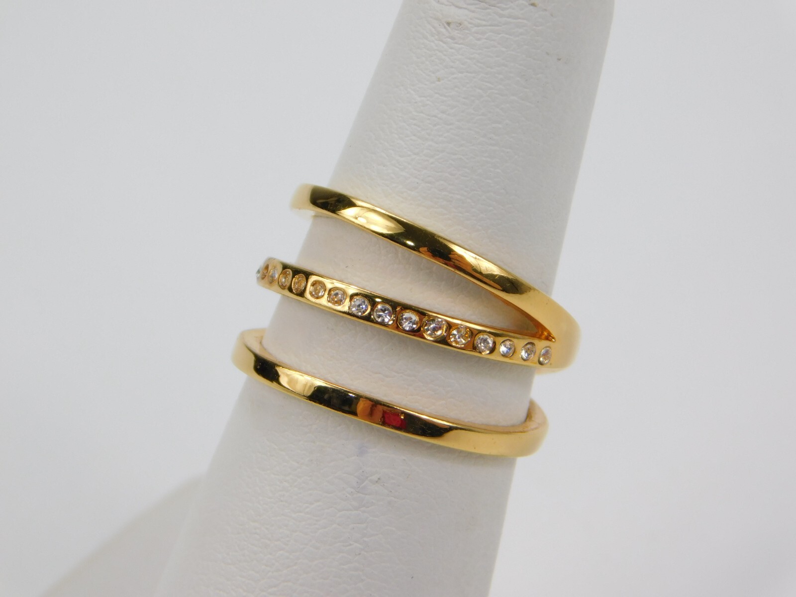 Vita Fede Italy Gold Tone Pave Crystal Ring Size 6 Designer