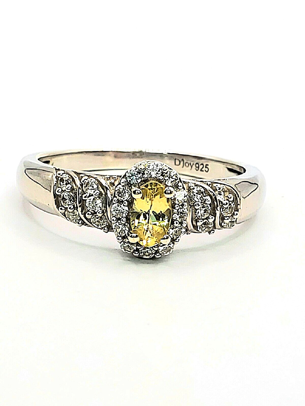 Genuine Heated Golden Apatite, Zircon Ring Rhodium Plated Sterling Silver Size 7