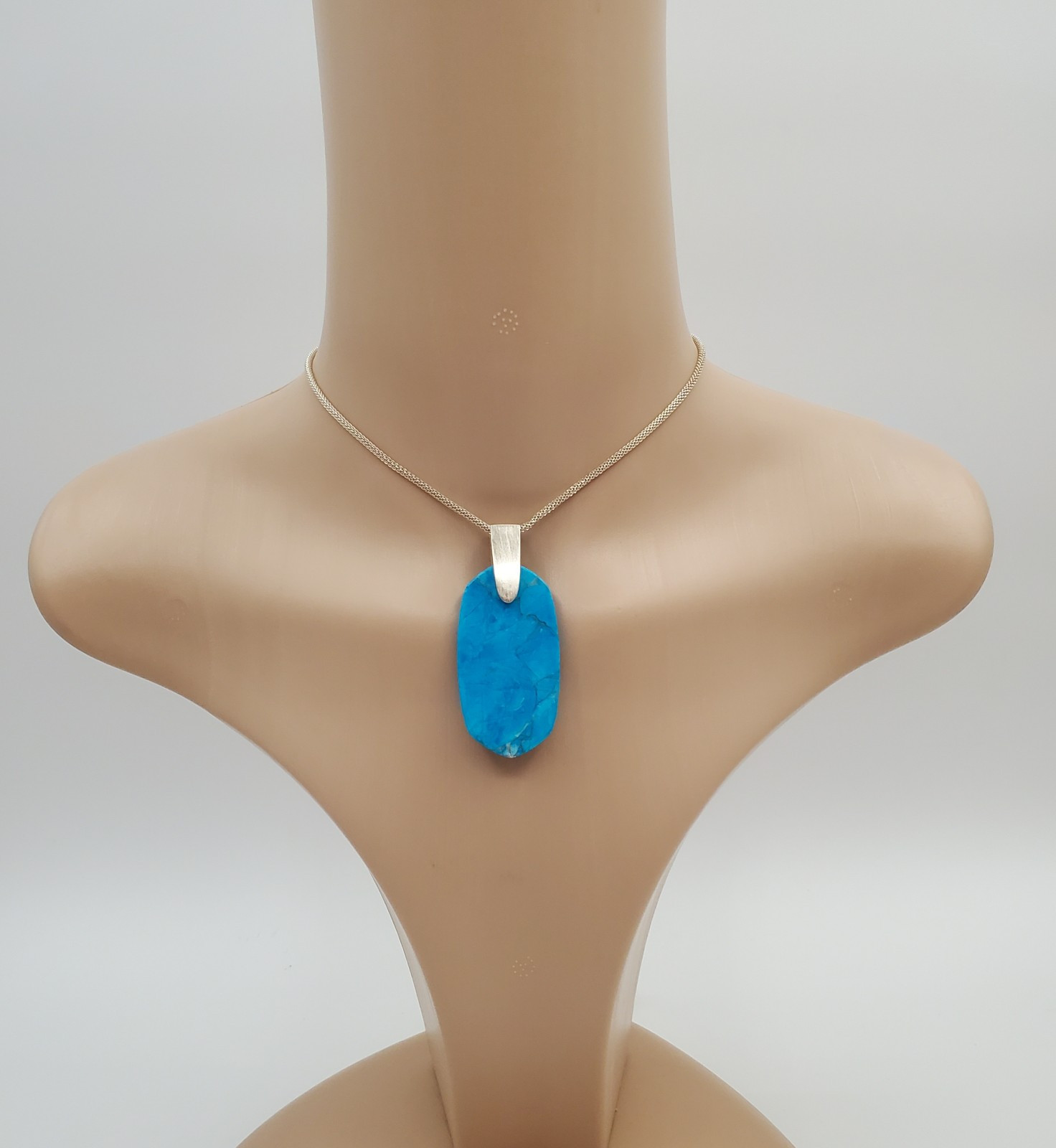 Kendra Scott Necklace 30in Gold Plate Aqua Howlite Inez Pendant Back Chip READ