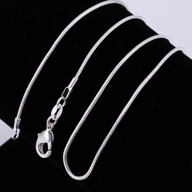 Unisex High-Polished Metal Snake Link Chain Necklace 1MM Thin All Sizes