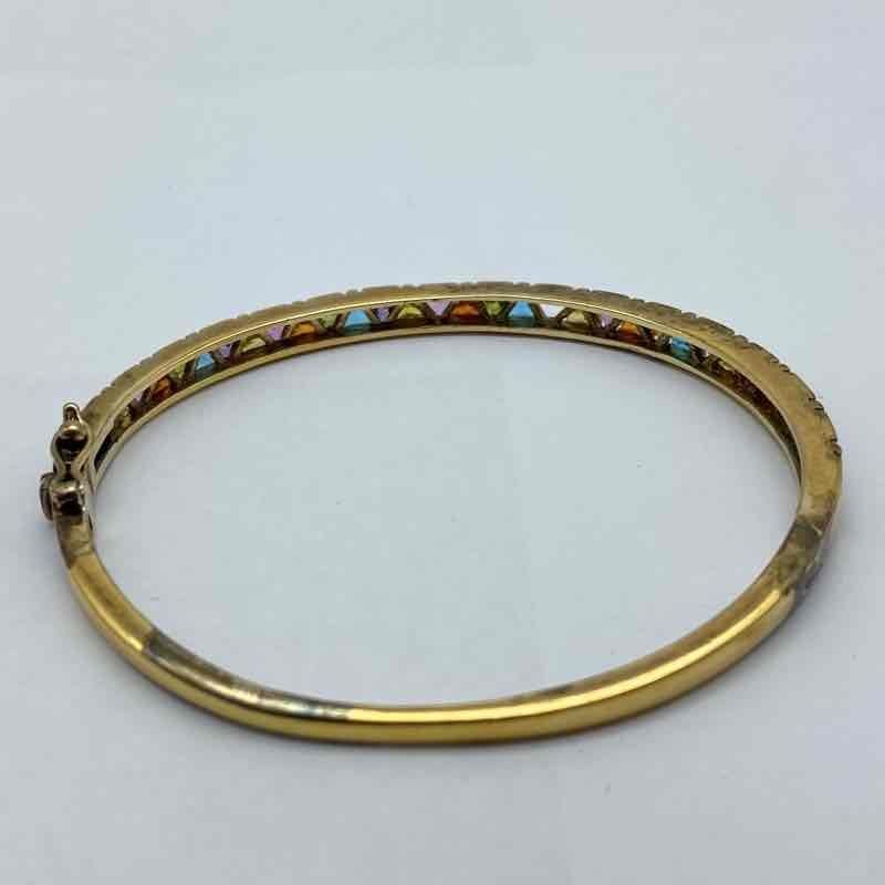 Gold Filled Multi-Color Stone Bangle Starfish Pendant Necklace Jewelry Set 11.3g