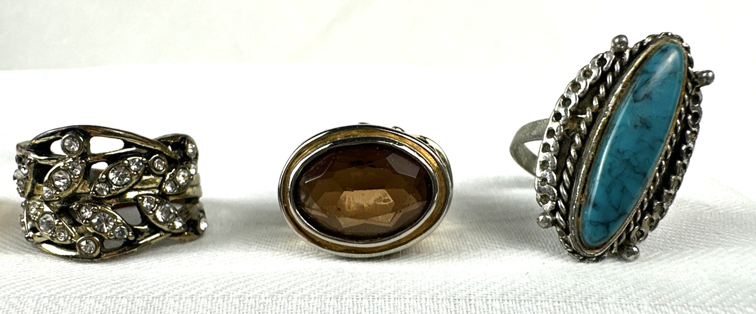 Fashion Ring Lot, 13 Different Rings of Various Designs and Sizes, Free Shipping