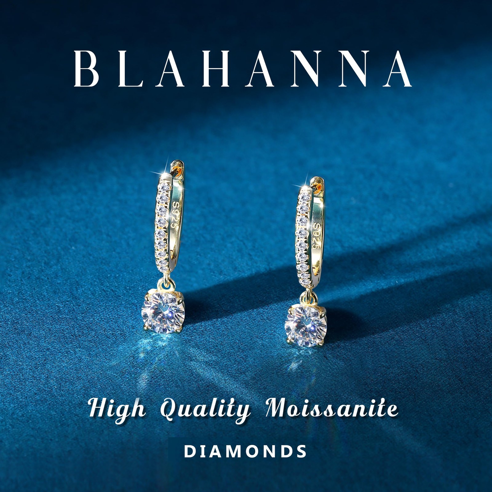 Moissanite Earrings, Sterling Silver Hoop Earring 1.0ct-2.0ct D Color Brillia…