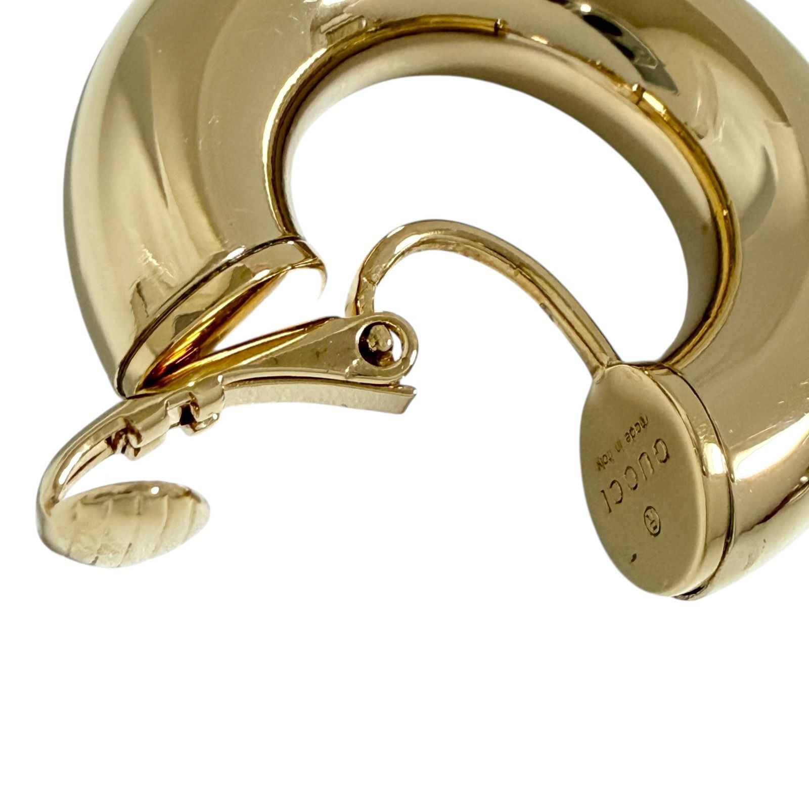 Gucci Women Hoop Single Earring Gold Metal Clip On w/Storage Bag Boxed 3.1cm