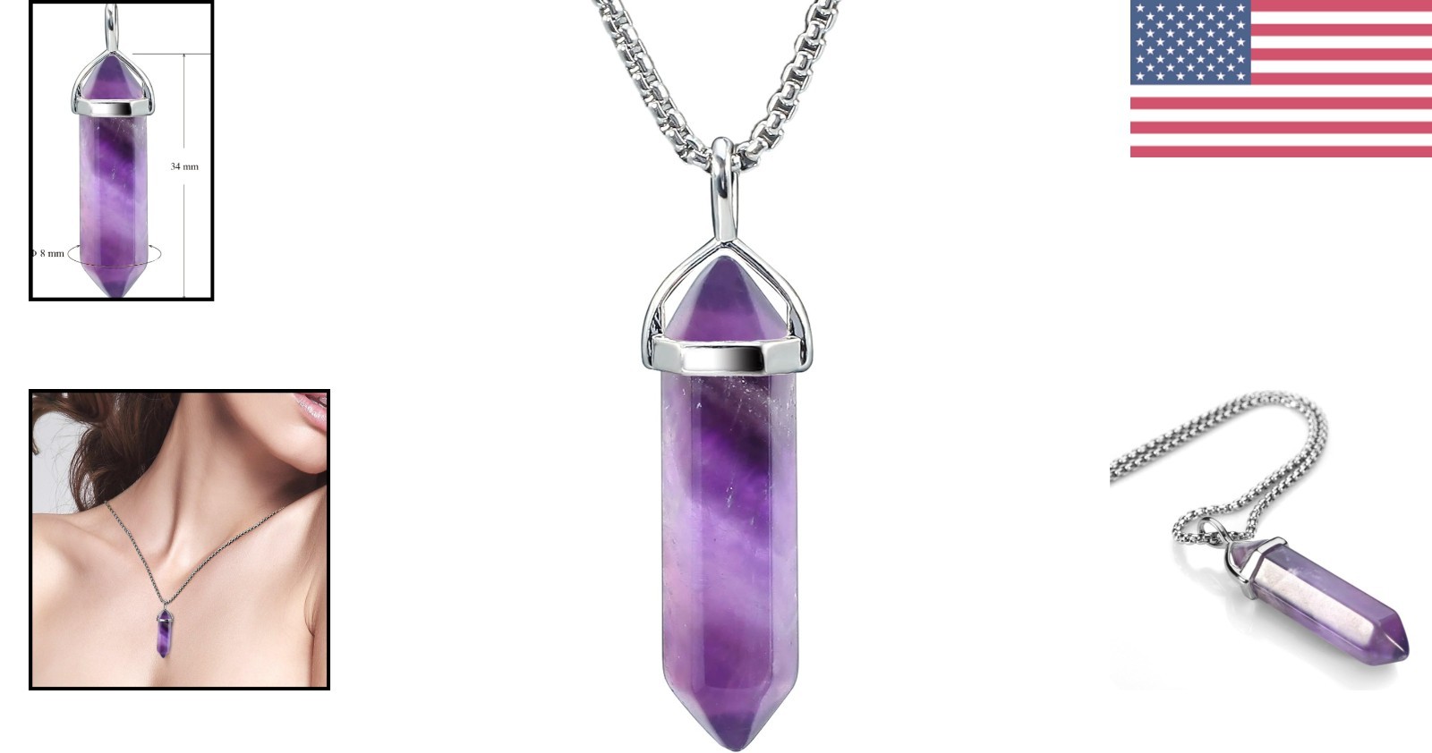 Stunning 18” Amethyst Healing Crystal Necklace – Perfect Gift for All Occasions