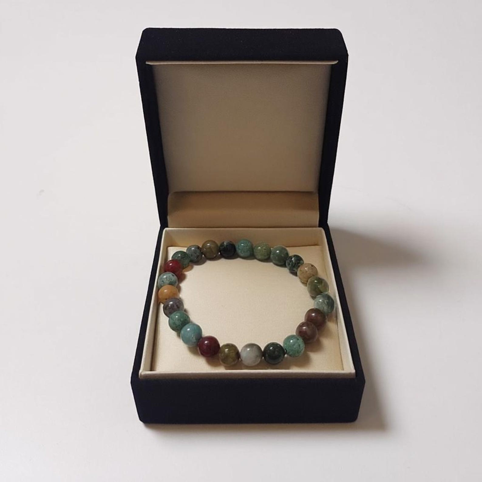 Genuine Multi Agate Bracelet, Polished Beads On Stretch Cord, Daily Wear Gift