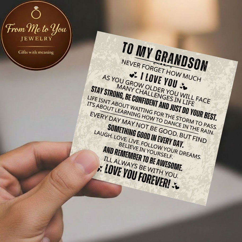 To My Grandson Leather Bracelet For Birthday Christmas Graduation Love You Gift