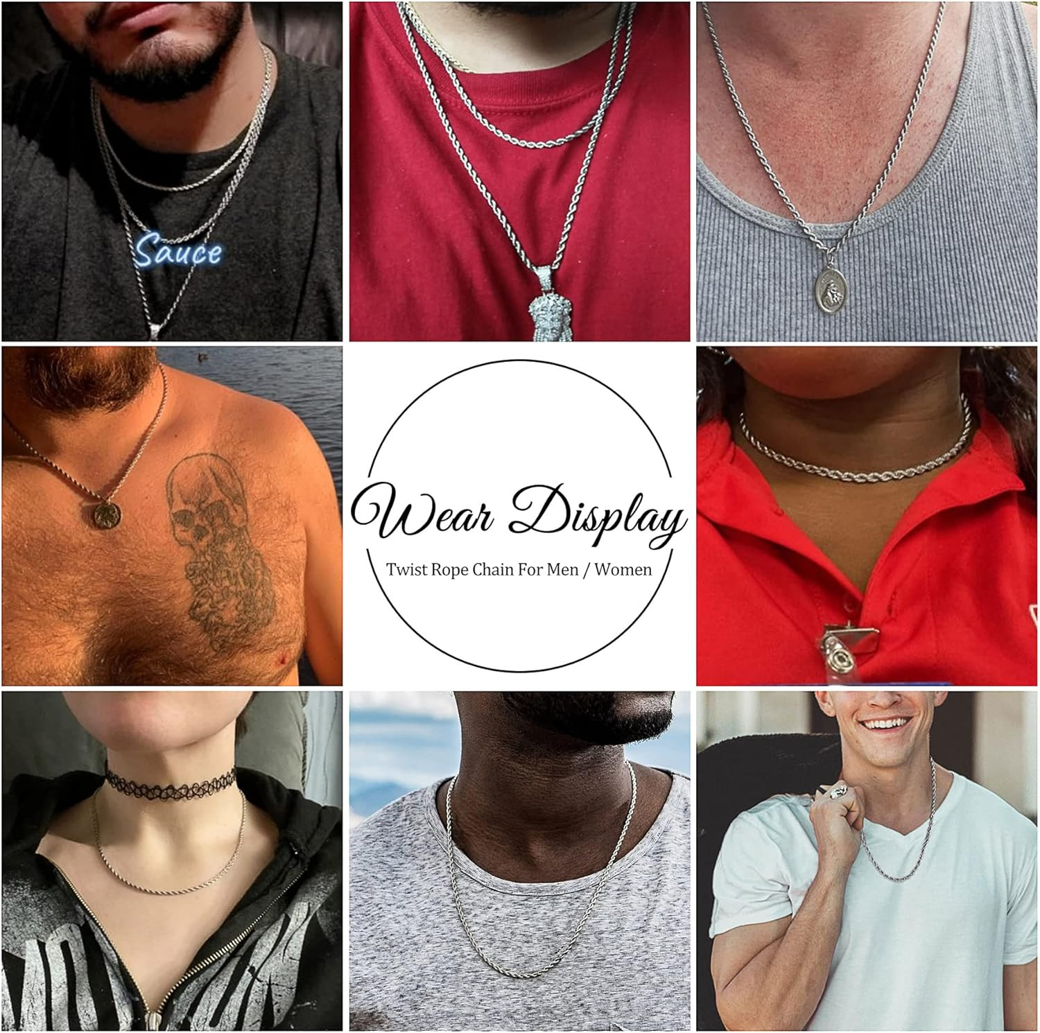 Twist Chain Necklace – Stainless Steel Rope Jewelry for Men & Women