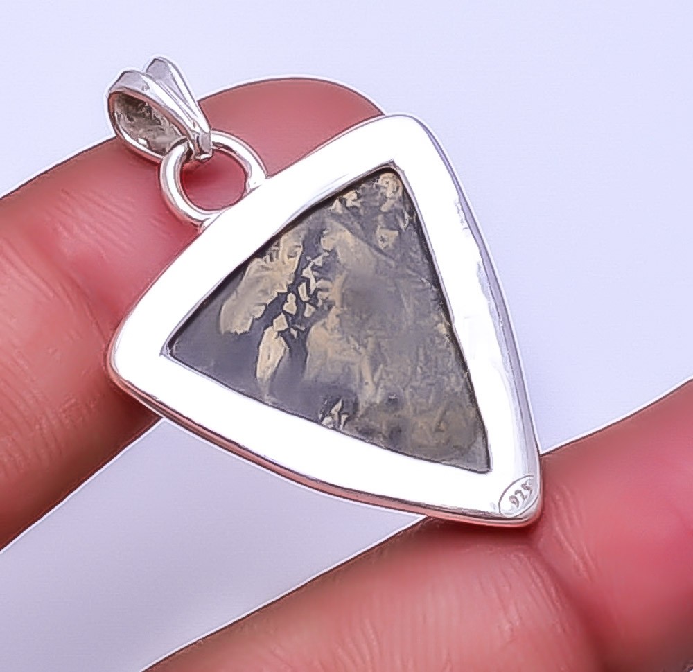 Honey Dendritic Opal – Mexico Gemstone 925 Sterling Silver Pendant 1.64″ P22