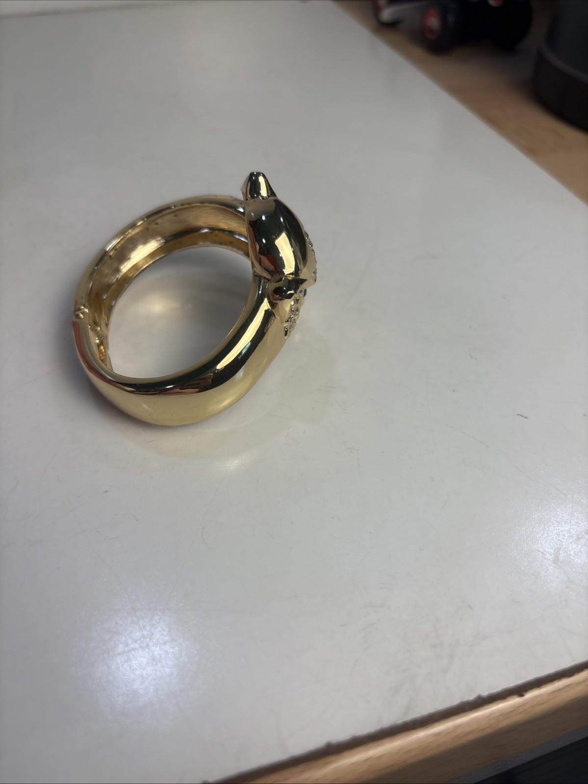 Gold Tone Fox Design hinged Bracelet Not Branded