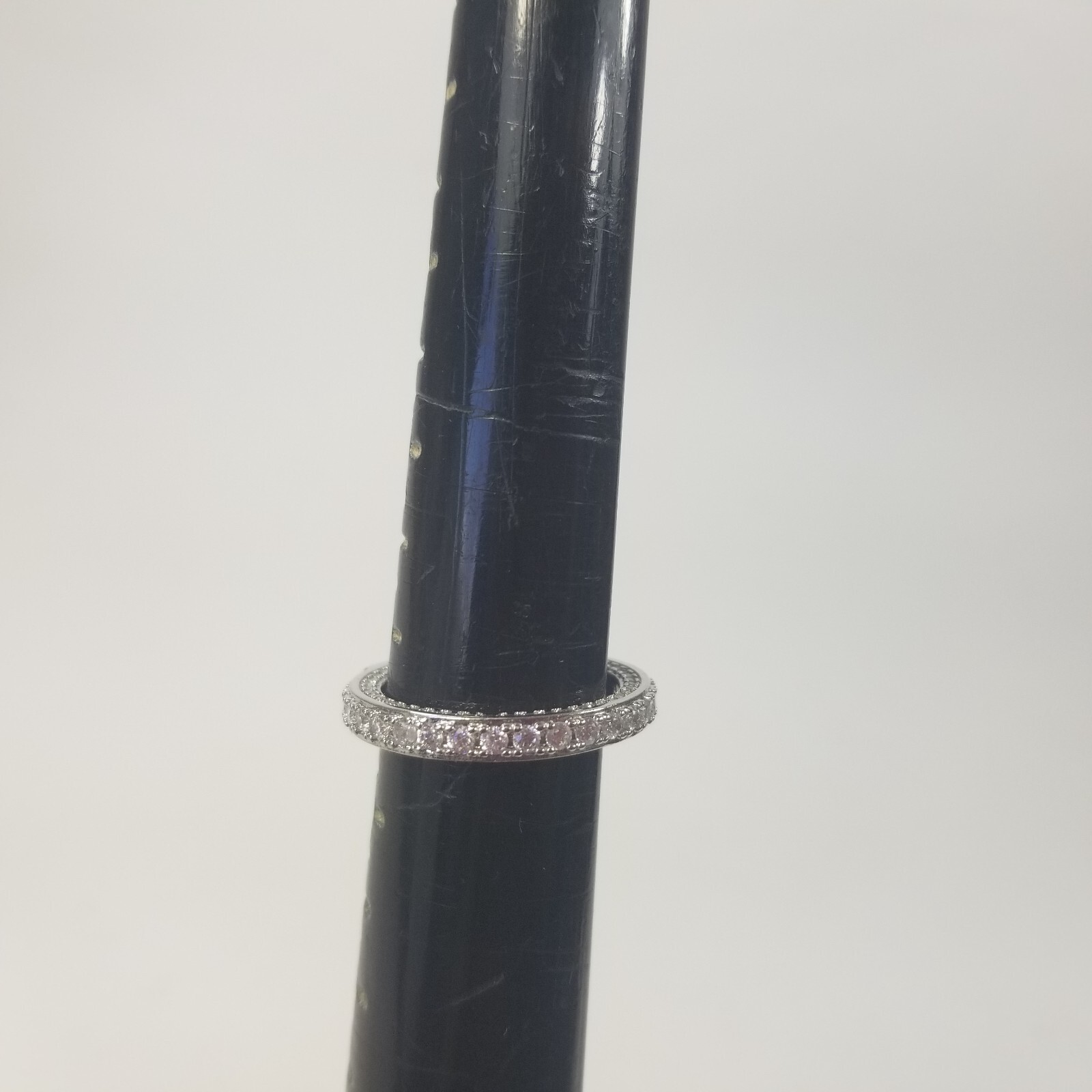 Vintage Rhinestone Womens Ring Silver Tone All Over Band Size 8.25