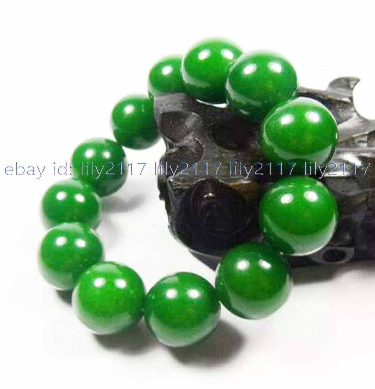 Huge 20mm Natural Green Jade Gemstone Round Beads Elastic Bracelets 7.5”