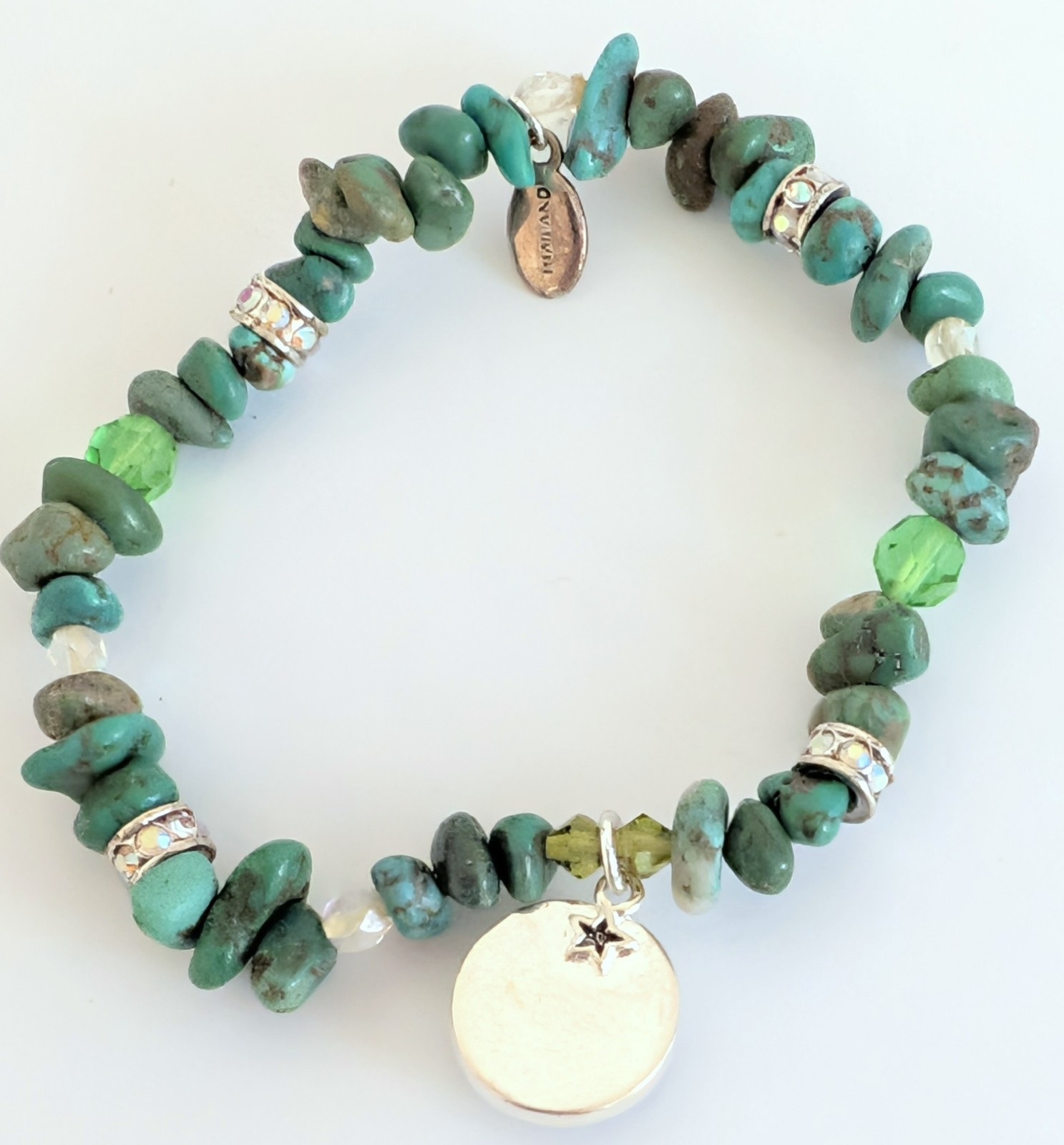 Vintage KIRKS FOLLY Seaview Moon Face Turquoise Nugget Stretch Bracelet