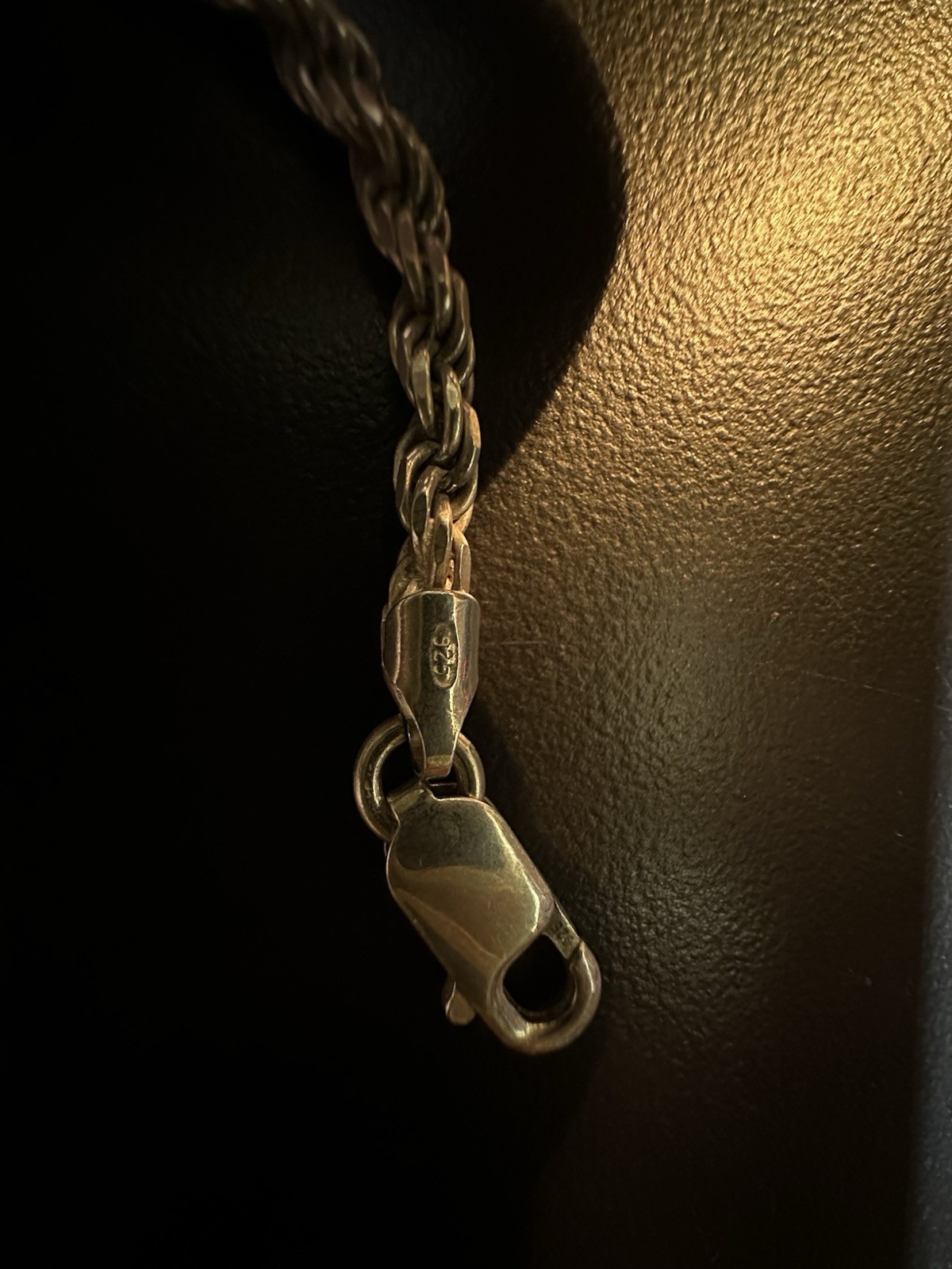 21g 925 Silver Rope Italy Chain Necklace, Lobster Clasp, 22 in, Signed