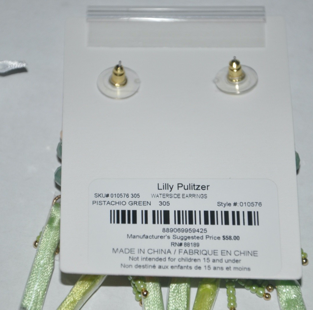 Lilly Pulitzer Waterside Tassle Earrings Green NEW NWT $58