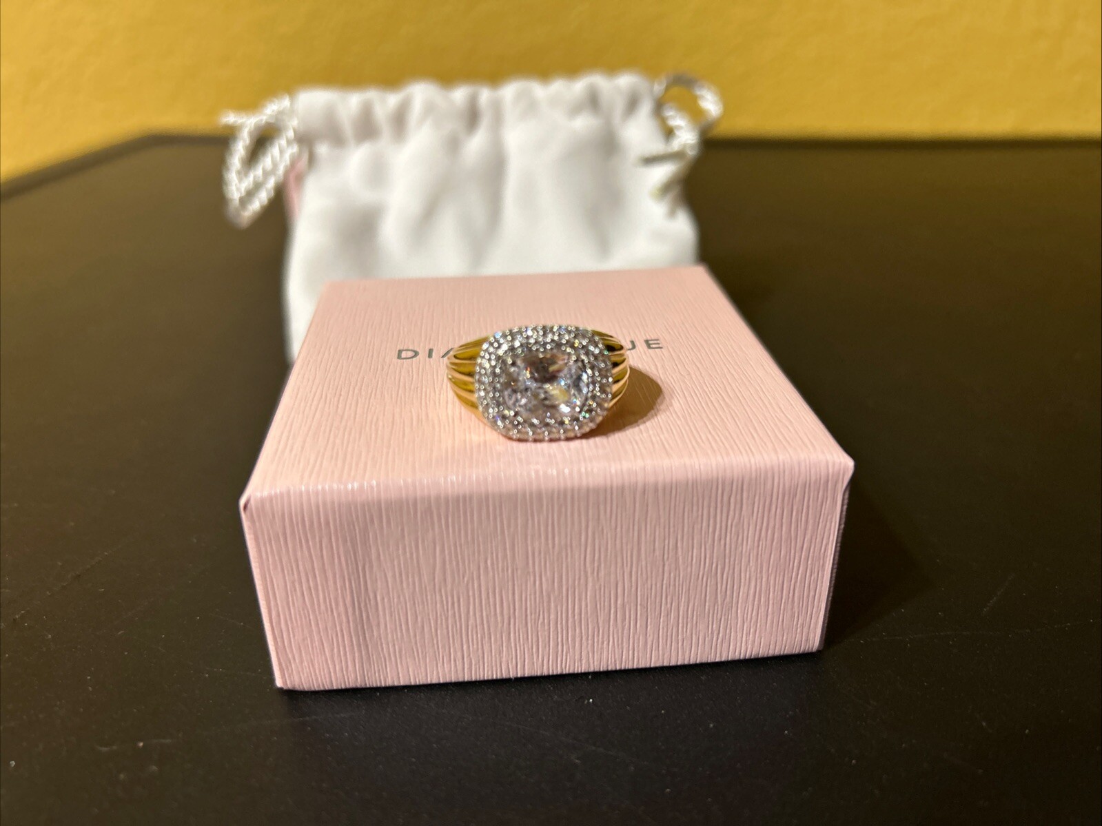 Diamonique x Jennifer Miller Cushion Statement Ring, Sterling Silver Size 10