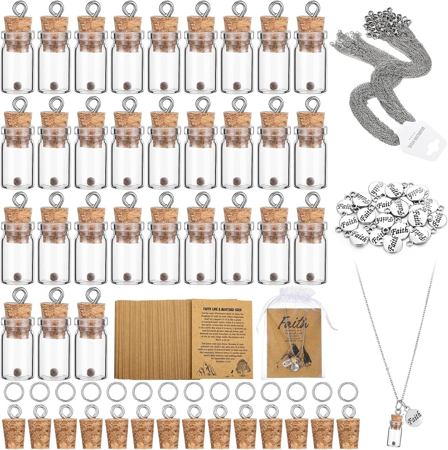 Classic 30-Piece Mustard Seed Necklace Set – Faith Inspired Gifts for Adults