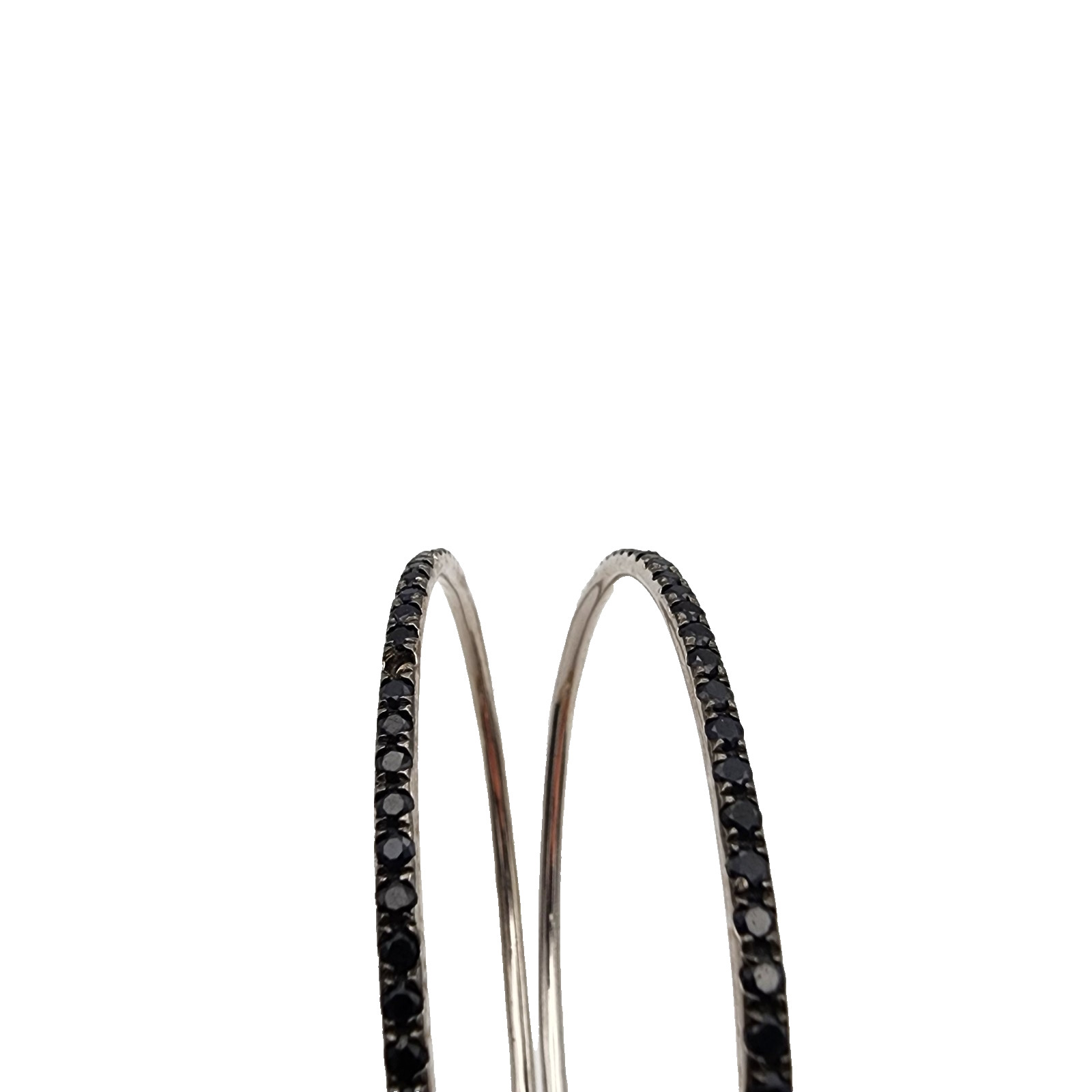925 Sterling Silver Black Spinel Sapphire Eternity Bangle Bracelet Pair Stack 8