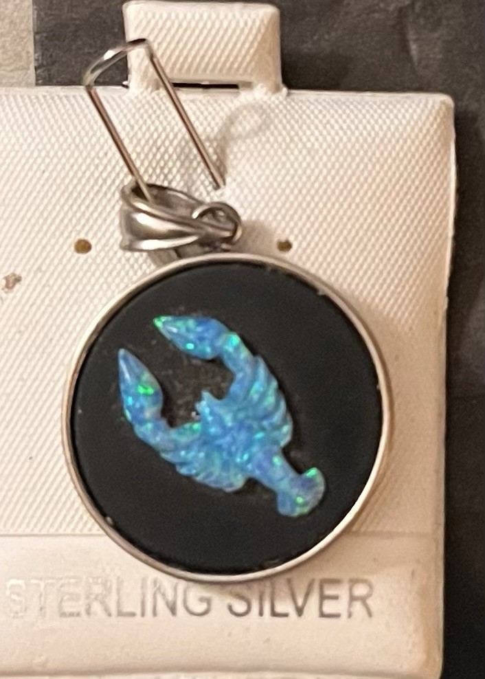 Synthetic Opal Pending With Sterling Silver