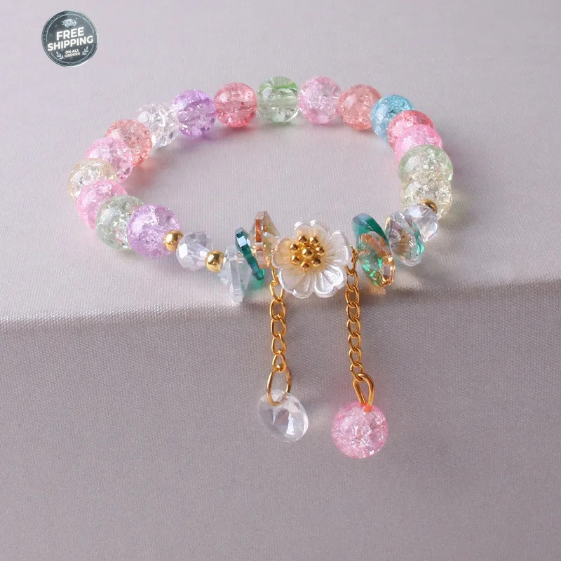Sweet Vintage Pearl Lily Tulip Flower Bracelet for Women Fashion Cute