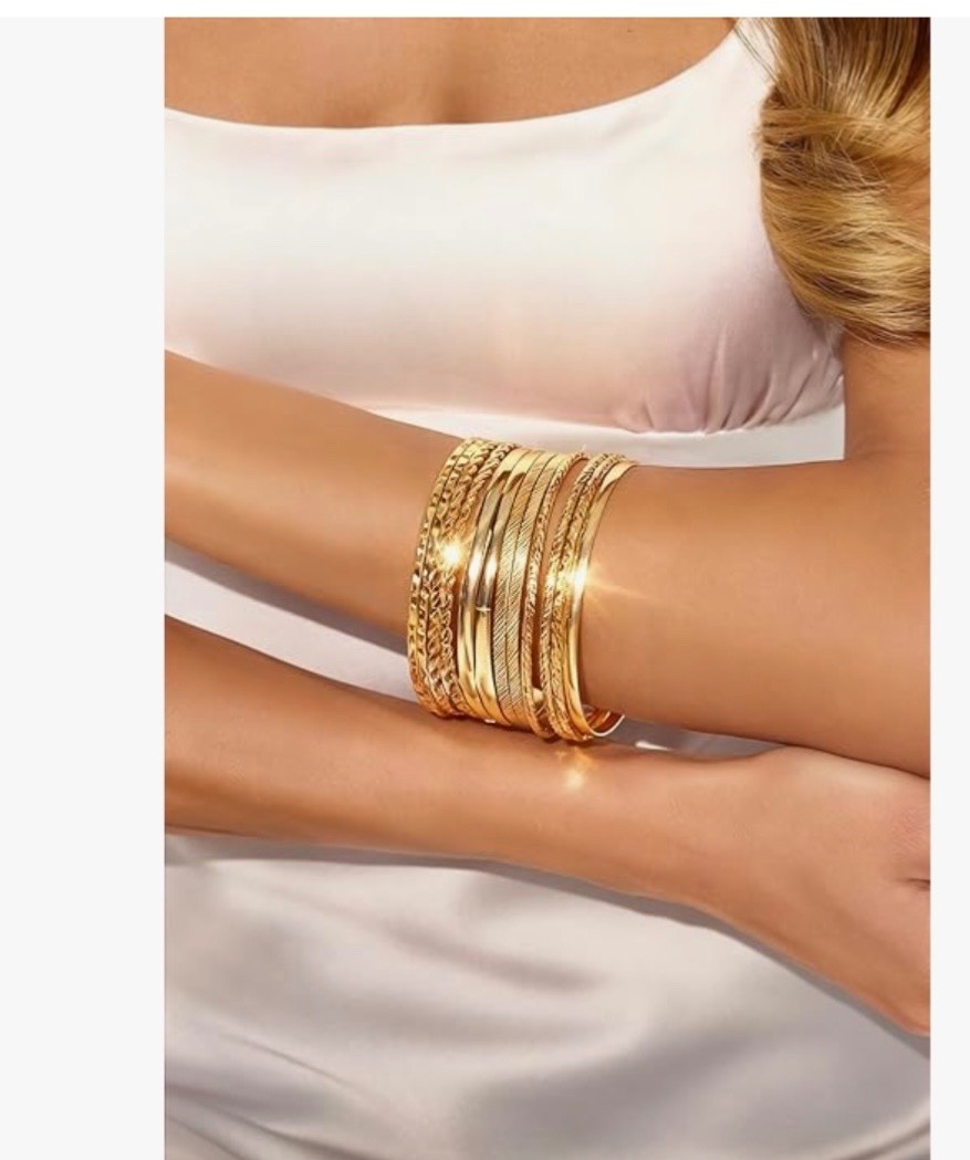 78 Pieces Gold Jewelry Set 9 Necklace, 24 Bracelet, 22 Earrings 23 Knuckle Ring