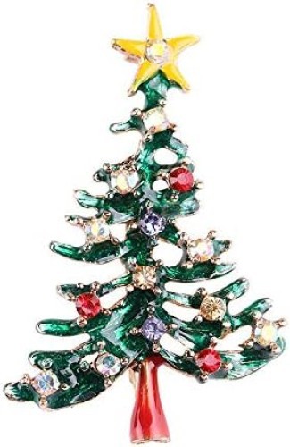 5 Pcs Vintage Crystal Christmas Tree Brooch Pin Jewelry Gift Accessories Woman