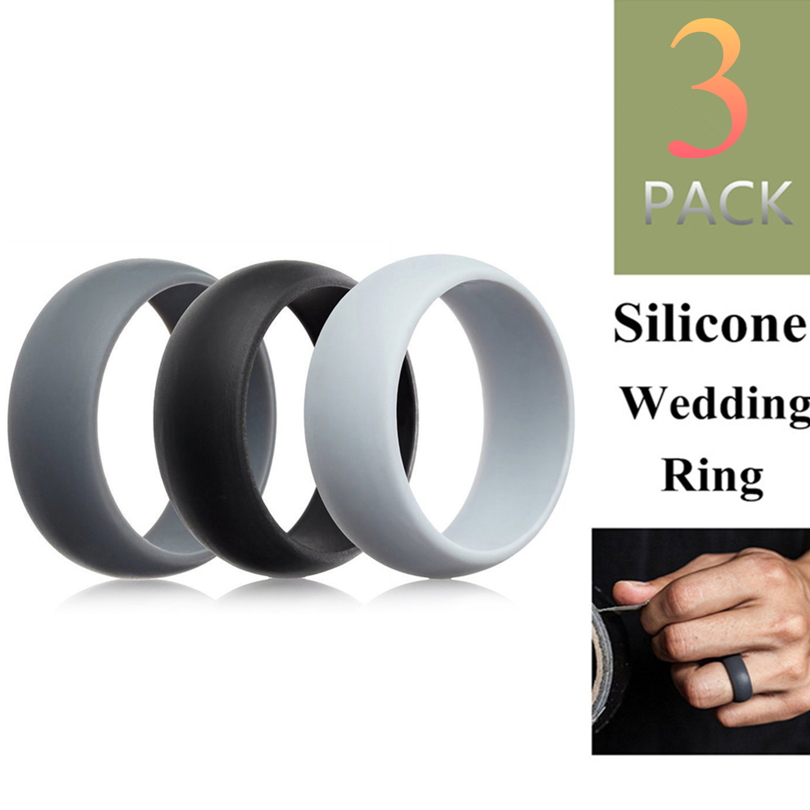 3-10 Pack Silicone Wedding Engagement Ring for Men Women Rubber Band Gym Sports